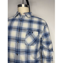 Contrast Plaid Collar Long Sleeved Shirt